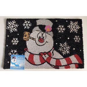 Frosty The Snowman Christmas Outdoor Coir Mat Rug 18 X 28” Snowflakes Winter NEW